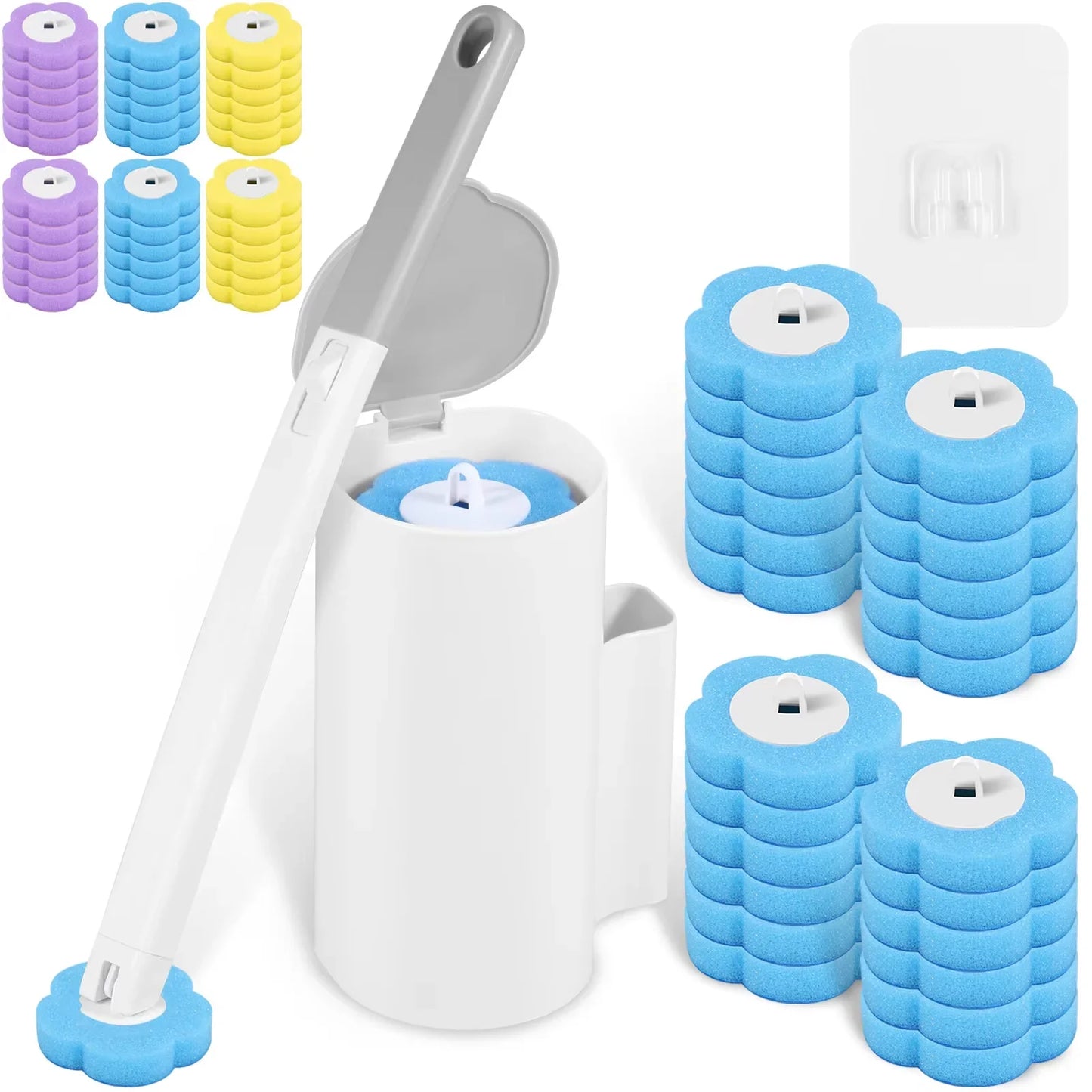 Wall-Mounted Disposable Toilet Brush Set | 18/36 Replacement Heads