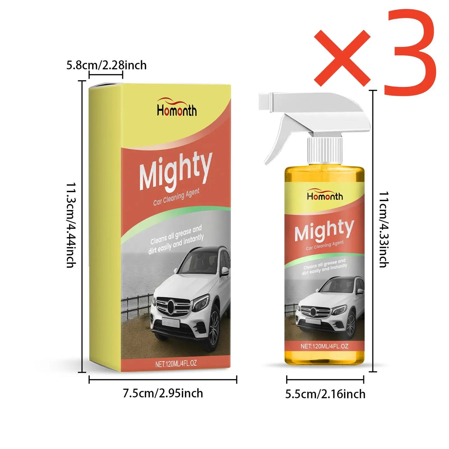Homonth Mighty Car Cleaner Spray – Interior & Exterior 120ml