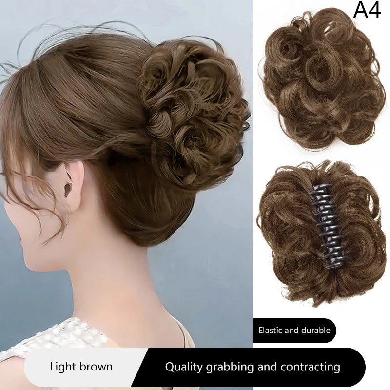 Messy Curly Synthetic Hair Bun Clip-In Hairpiece for Women