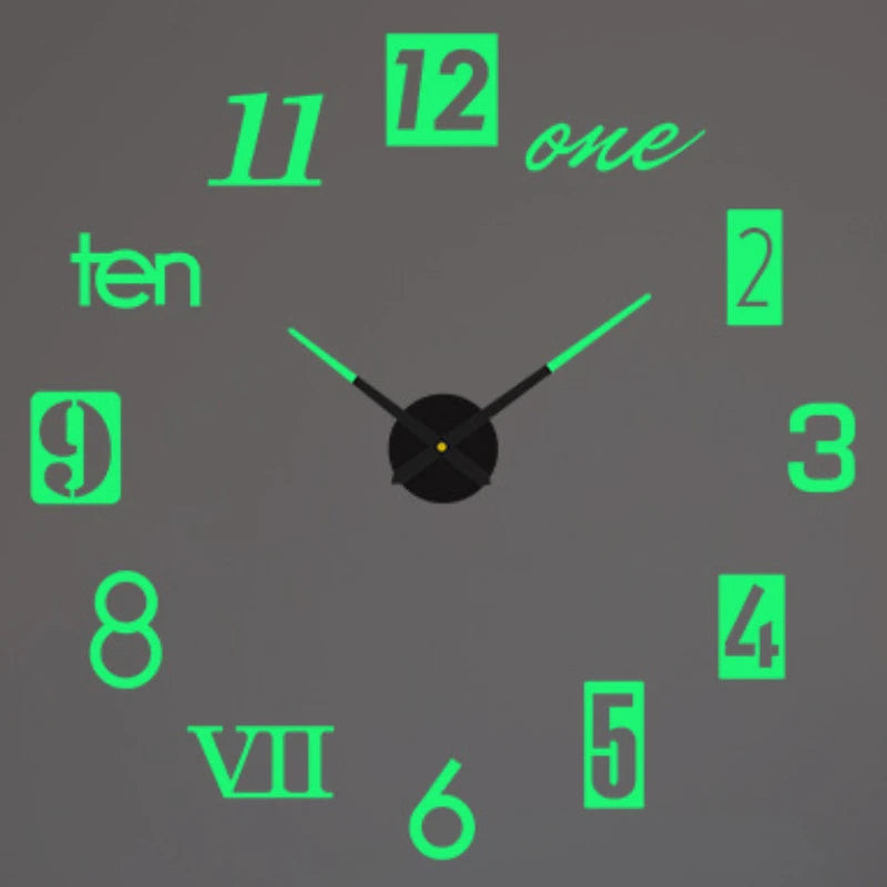Large 3D DIY Acrylic Wall Clock – Modern Quartz Mirror Sticker Clock for Living Room & Home Décor | 40–130cm