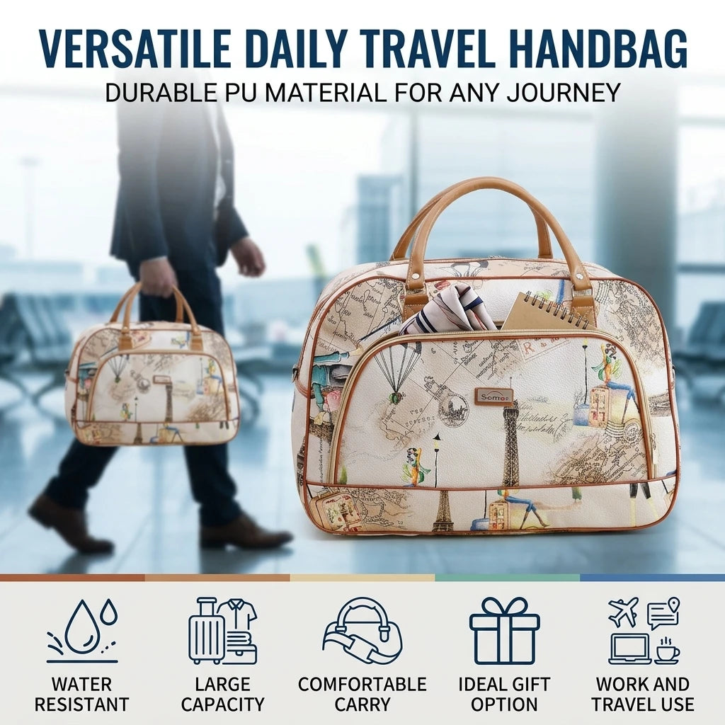 Waterproof PU Leather Travel Bag for Short Trips Durable and Lightweight with Adjustable Shoulder Strap Peaceful Pleasures Health and Wellness