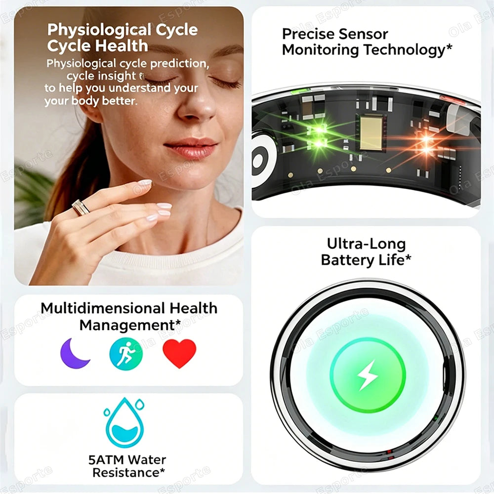 AI Smart Ring – Heart Rate, SpO₂ & Sleep Tracker | 5ATM