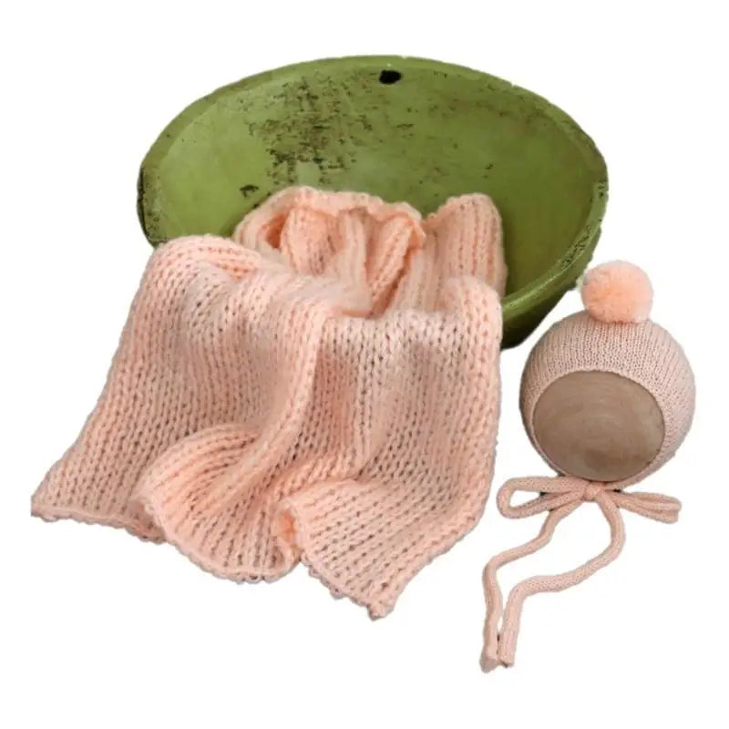 Newborn Photography Props – Mohair Hat & Wrap Blanket Set