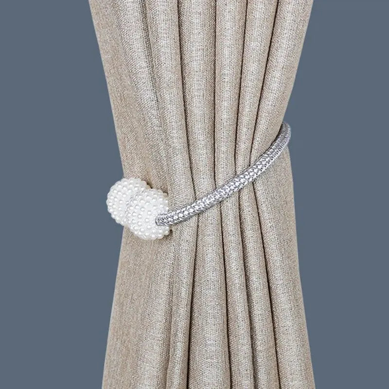 2PCS Large Pearl Curtain Tieback Buckle Modern Simple Curtain Strap Rope No Punch Window Decoration Accessories Peaceful Pleasures Health and Wellness