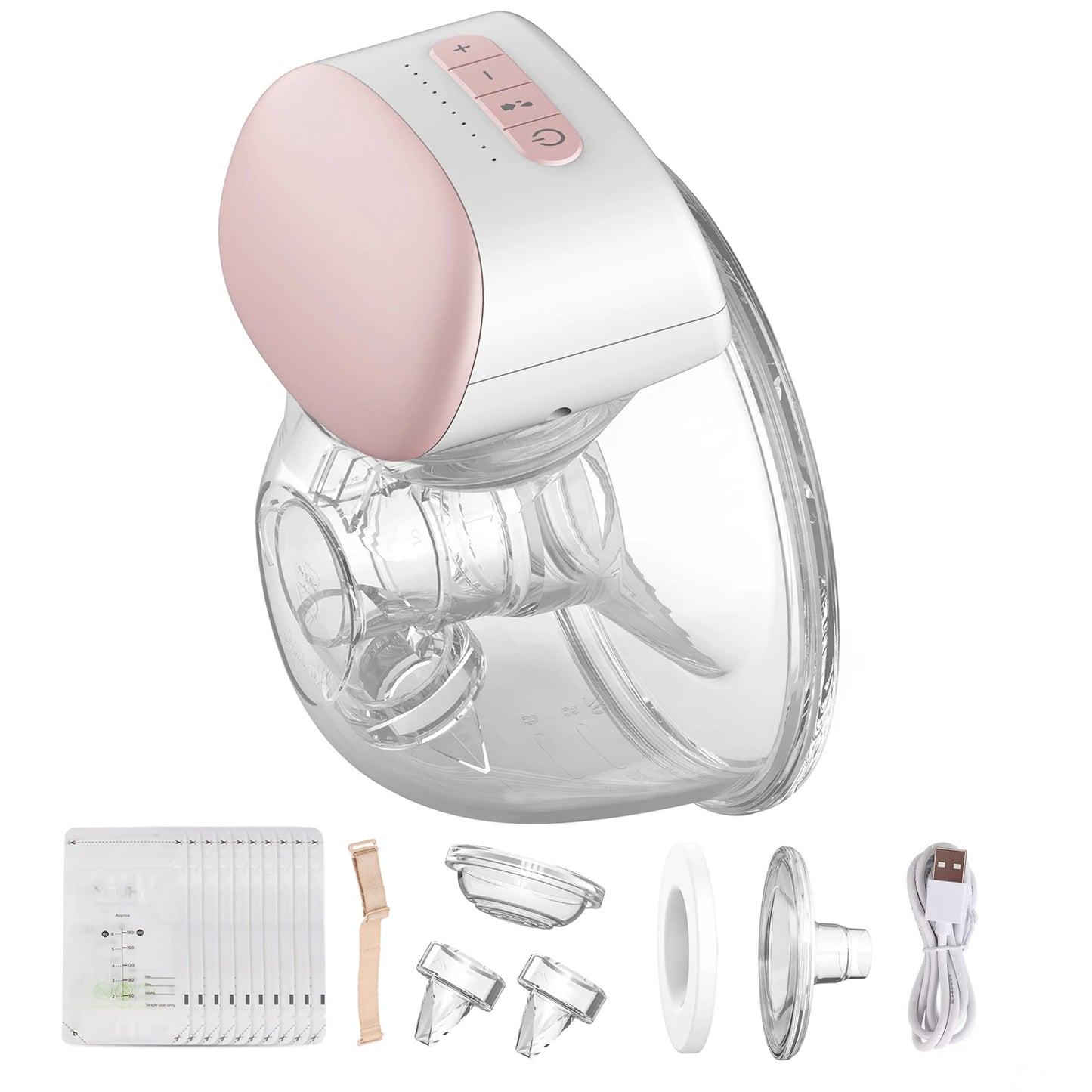 Wearable Electric Breast Pump Hands-Free BPA-Free 3 Modes 240ml