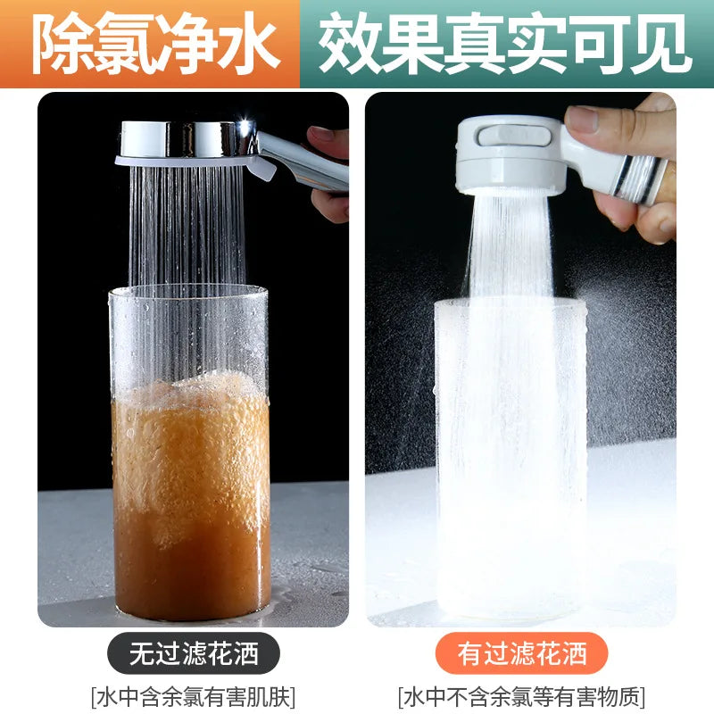 3-Mode Handheld Shower Head with Filter | High Pressure & Water Saving