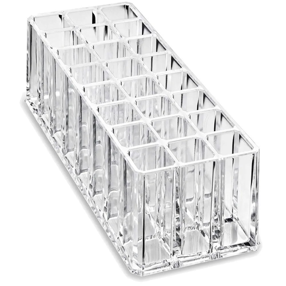 24-Slot Clear Acrylic Lipstick Holder & Makeup Organizer