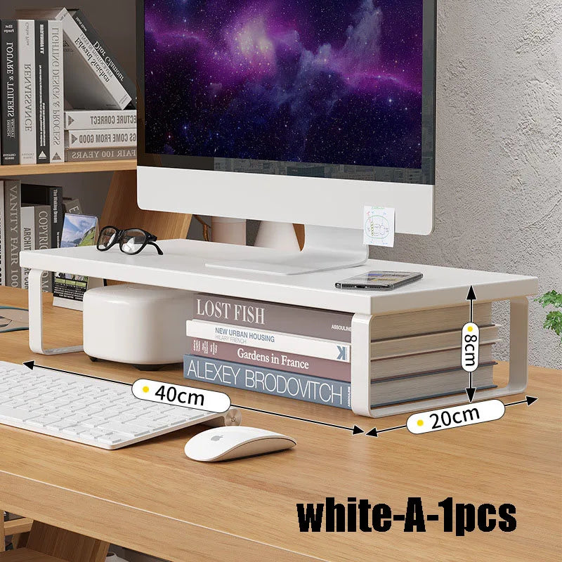Monitor Stand & Desk Organizer – Iron Storage Shelf Riser