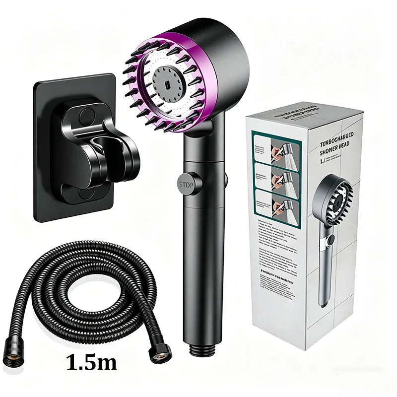 3-Mode High Pressure Filter Shower Head | One-Click Stop