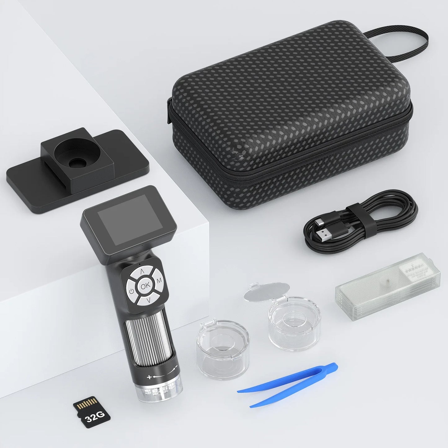 2 Inch Digital Microscope 2Mp 500X Magnification 8 Led Light Electronic Microscopio for Adult Soldering Peaceful Pleasures Health and Wellness