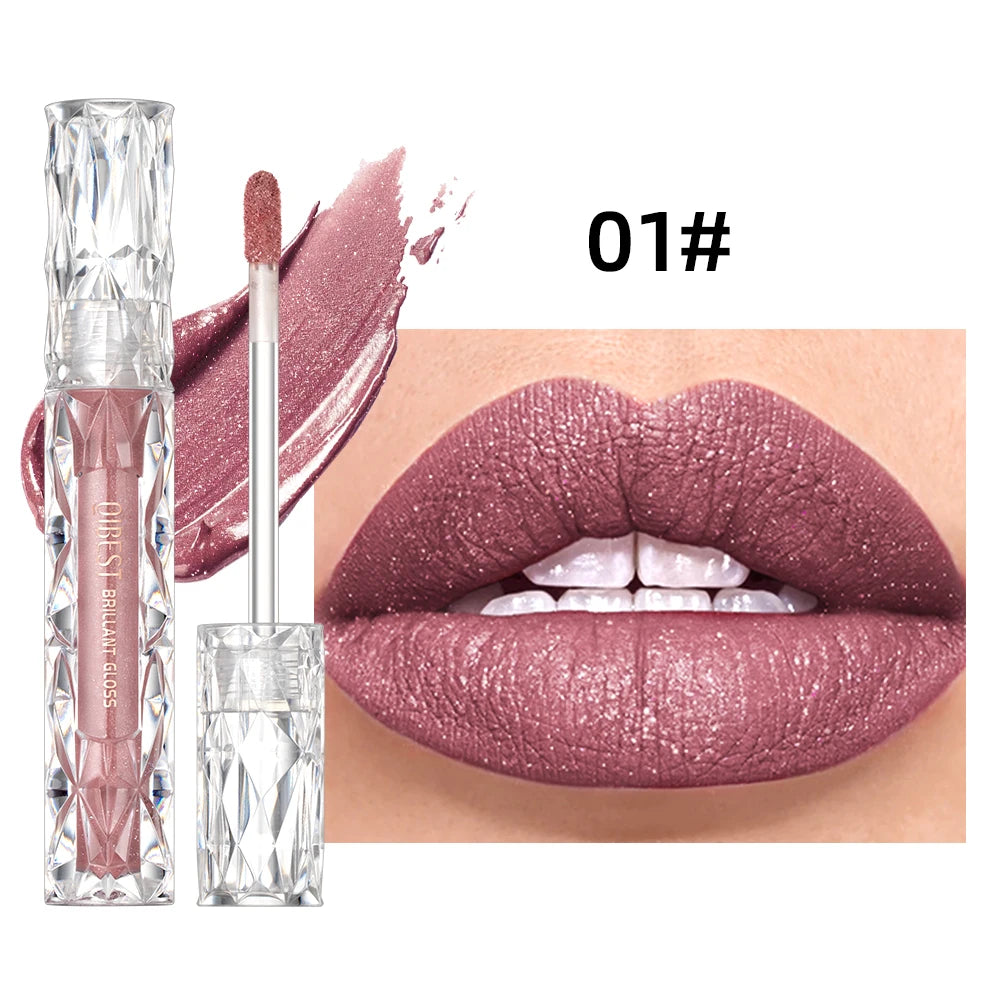 QIBEST Waterproof Diamond Shimmer Glitter Lipgloss Matte Liquid Lipstick Shiny Pearl Lip Glaze Long Lasting LipTint Women Makeup Peaceful Pleasures Health and Wellness 1