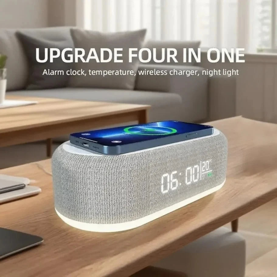 15W Fast Wireless Charger Pad Stand Dock Alarm Clock Bedroom Night Light Desktop Temperature Thermometer for Phone Peaceful Pleasures Health and Wellness
