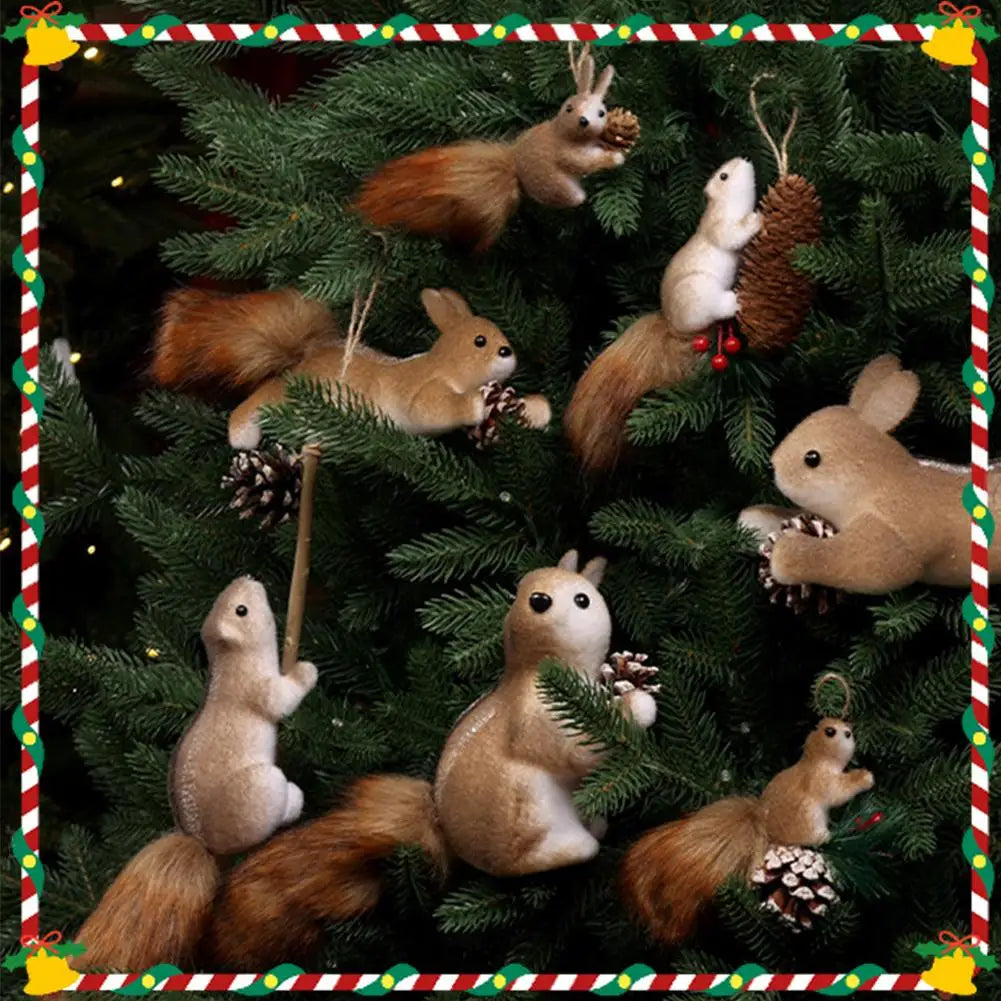 1Pcs Cute Squirrel Doll Ornament Realistic Squirrel Ornament Christmas Decorations Christmas Tree Pendant Home Decoration Peaceful Pleasures Health and Wellness