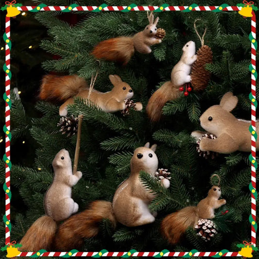 1Pcs Cute Squirrel Doll Ornament Realistic Squirrel Ornament Christmas Decorations Christmas Tree Pendant Home Decoration Peaceful Pleasures Health and Wellness