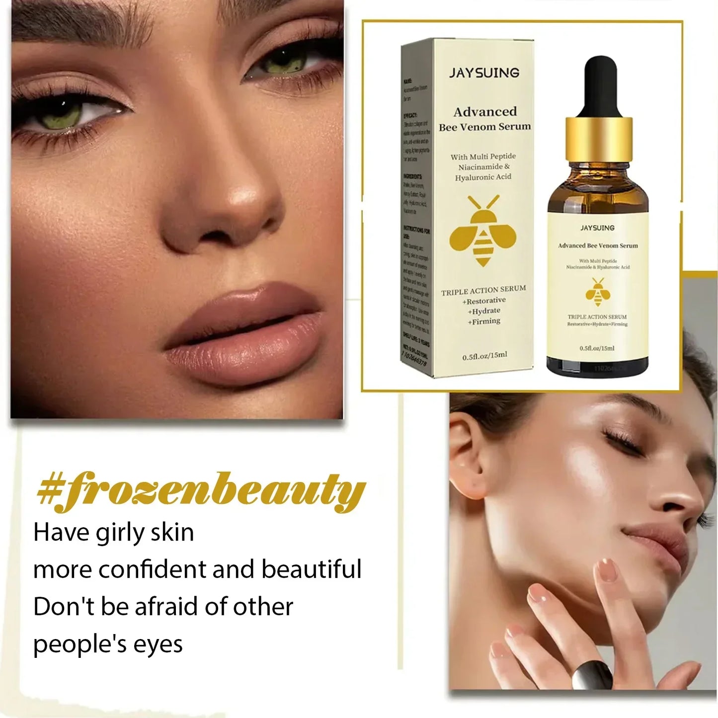 Jaysuing Bee Venom Serum Tighten Lightens Fine Lines Repair Dullness Moisturizing Firming Facial Skin Essence Brightening Skin Peaceful Pleasures Health and Wellness