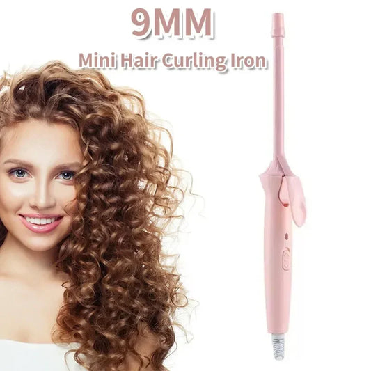 Mini Hair Curling Iron 9mm Curler Wand Professional Curly Tongs Ceramic Electric Salon Styling Tool Small Crimping Iron Peaceful Pleasures Health and Wellness