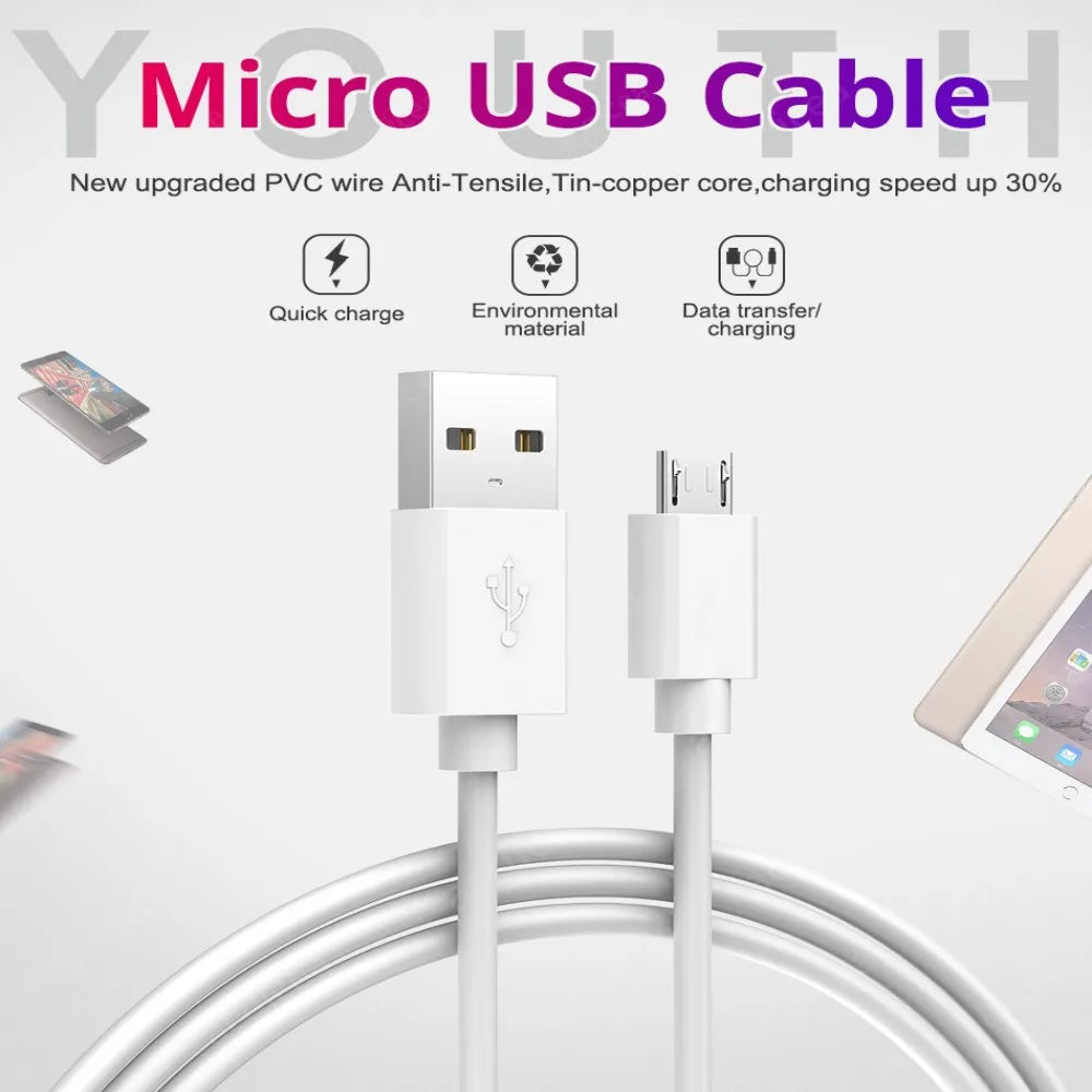 Micro USB Cable 2.4A Fast Charging & Data Sync | 1M–3M Peaceful Pleasures Health and Wellness
