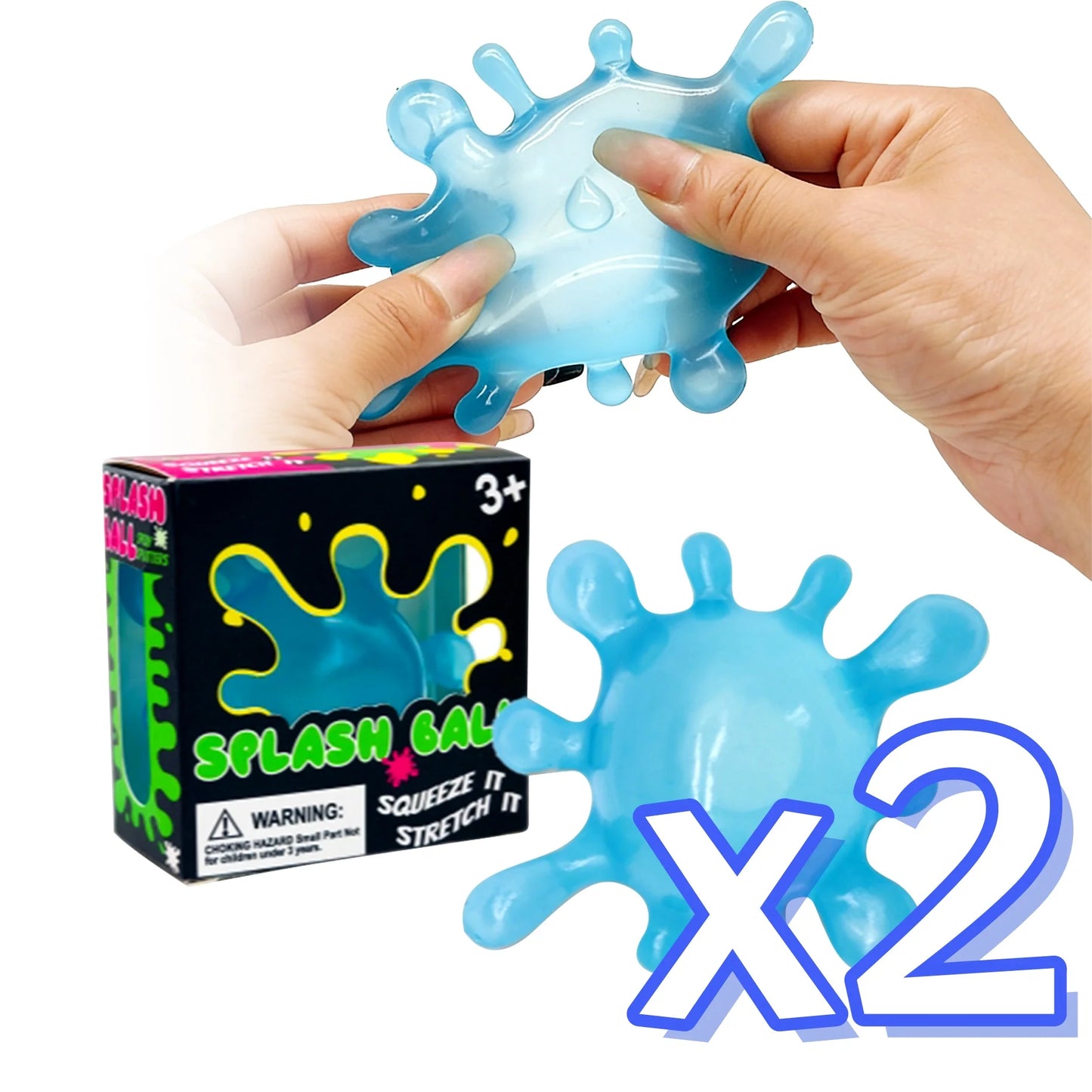 Splash Shaped Squeeze Ball Slow Rebound Stress Relief Fidget Toy Anti Anxiety Office Relaxation Toys Play Gift For Adults Kids Peaceful Pleasures Health and Wellness Blue Color x 2