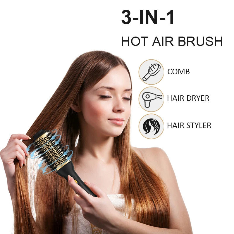 LISAPRO Elegant Black Golden Hot Air Brush 2.0 One Step Hair Dryer Brush and Styler Volumizer Multifunctional Blow Dryer Brush Peaceful Pleasures Health and Wellness