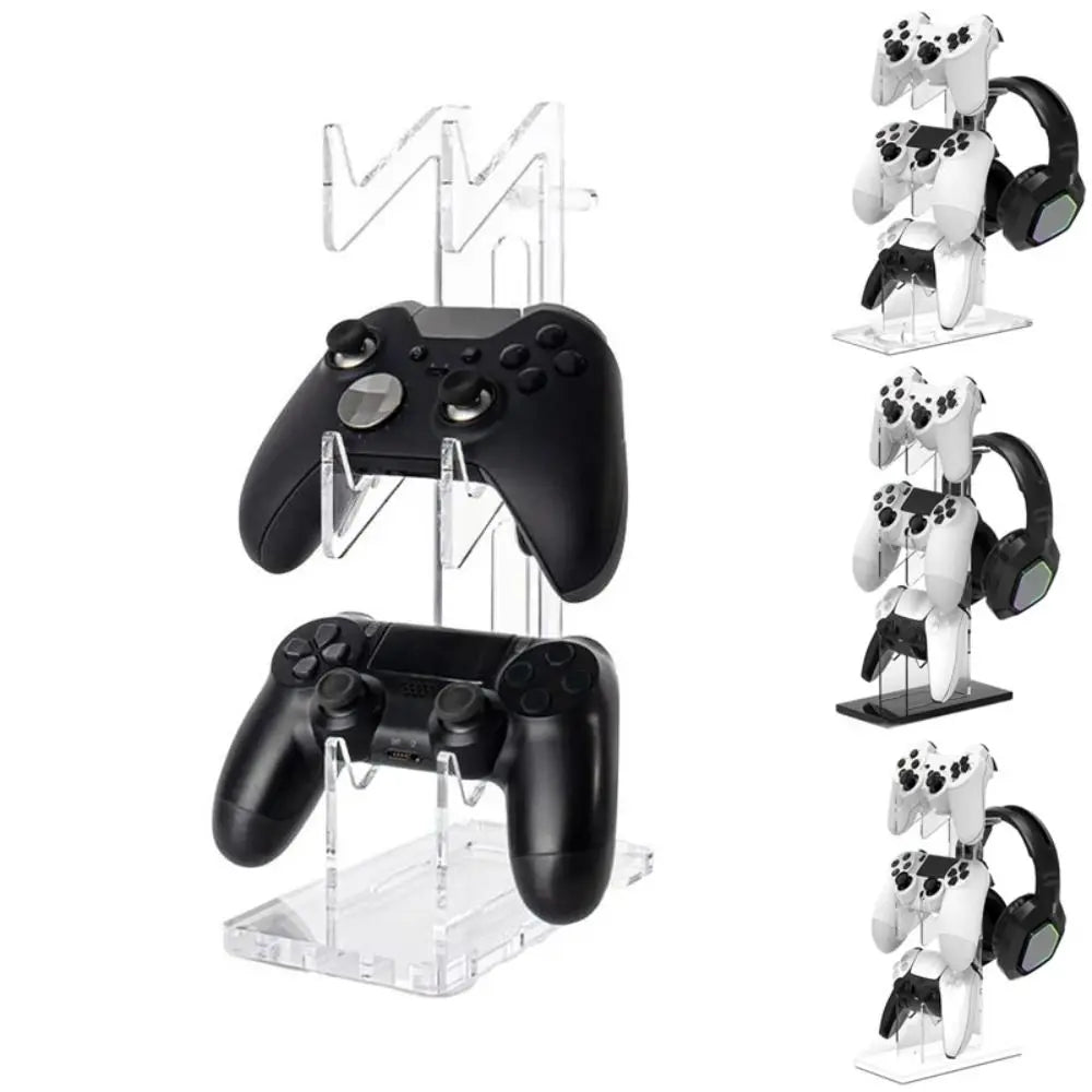 Durable Acrylic 3-Layer Controller Holder Black Transparent Game Handle Display Stand White Universal Headphone Peaceful Pleasures Health and Wellness