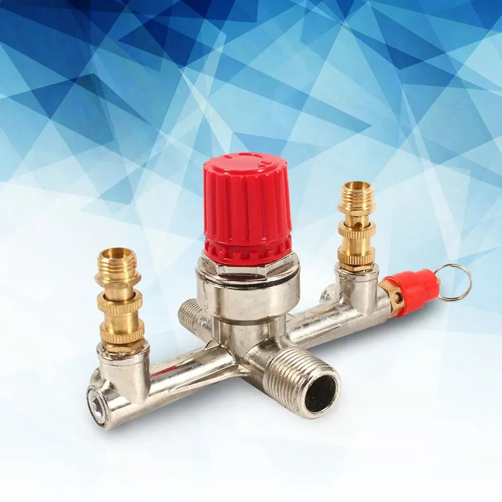 Air Compressor Switch Pressure Regulator Valve Double Outlet Tube