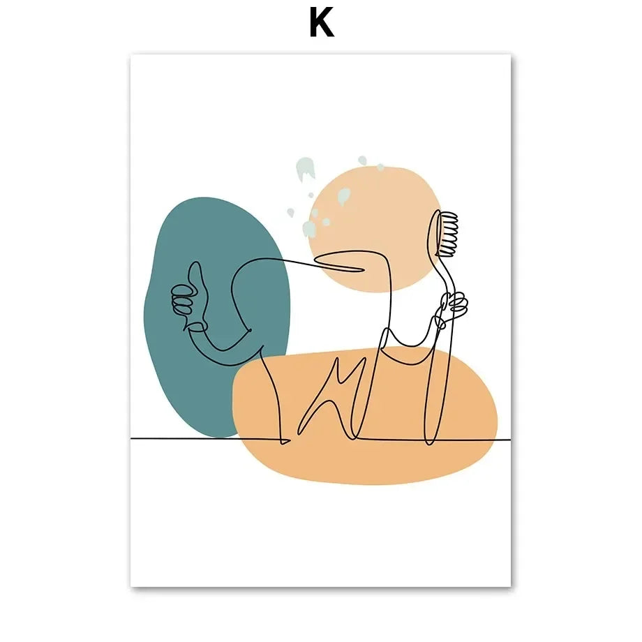 Dental Clinic Canvas Wall Art | Abstract Tooth Line Print