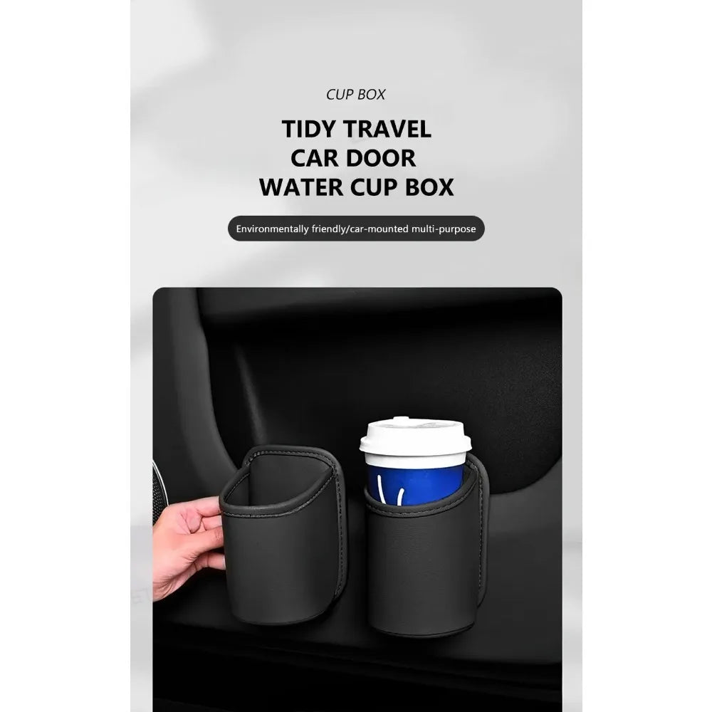 Leather Car Door Cup Holder & Back Seat Organizer
