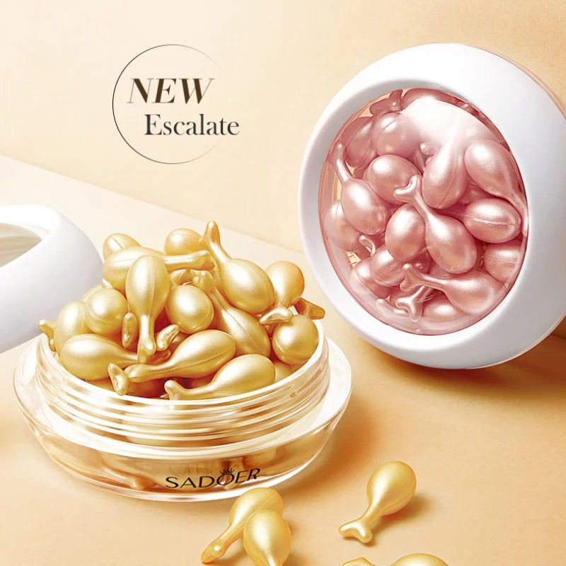 30pcs/box SADOER Snail Rose Capsule Essence Lotion for Moisturizing Repairing Hydrating Brighten Skin Peaceful Pleasures Health and Wellness
