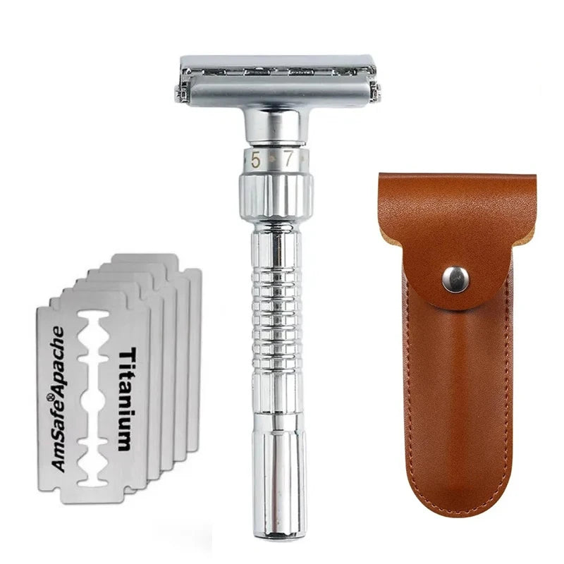 Adjustable Double Edge Safety Razor – Stainless Steel Men's