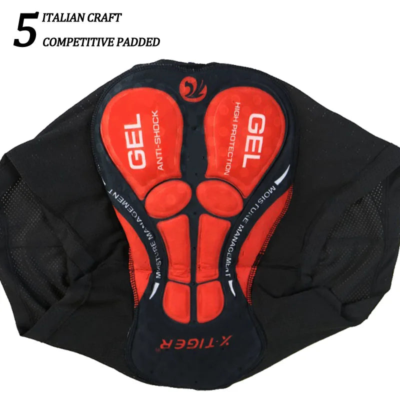 X-Tiger Men's 5D Gel Pad Cycling Shorts – Breathable, Quick Dry