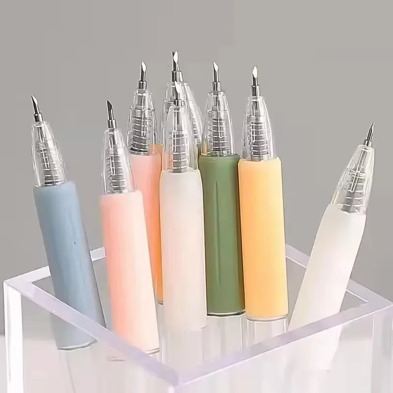 6/1pcs Wrapping Cutting Utility Pen Knife Retractable Press Hand Account Pen Knife Creative Art Paper Cutting Tool for Student Peaceful Pleasures Health and Wellness