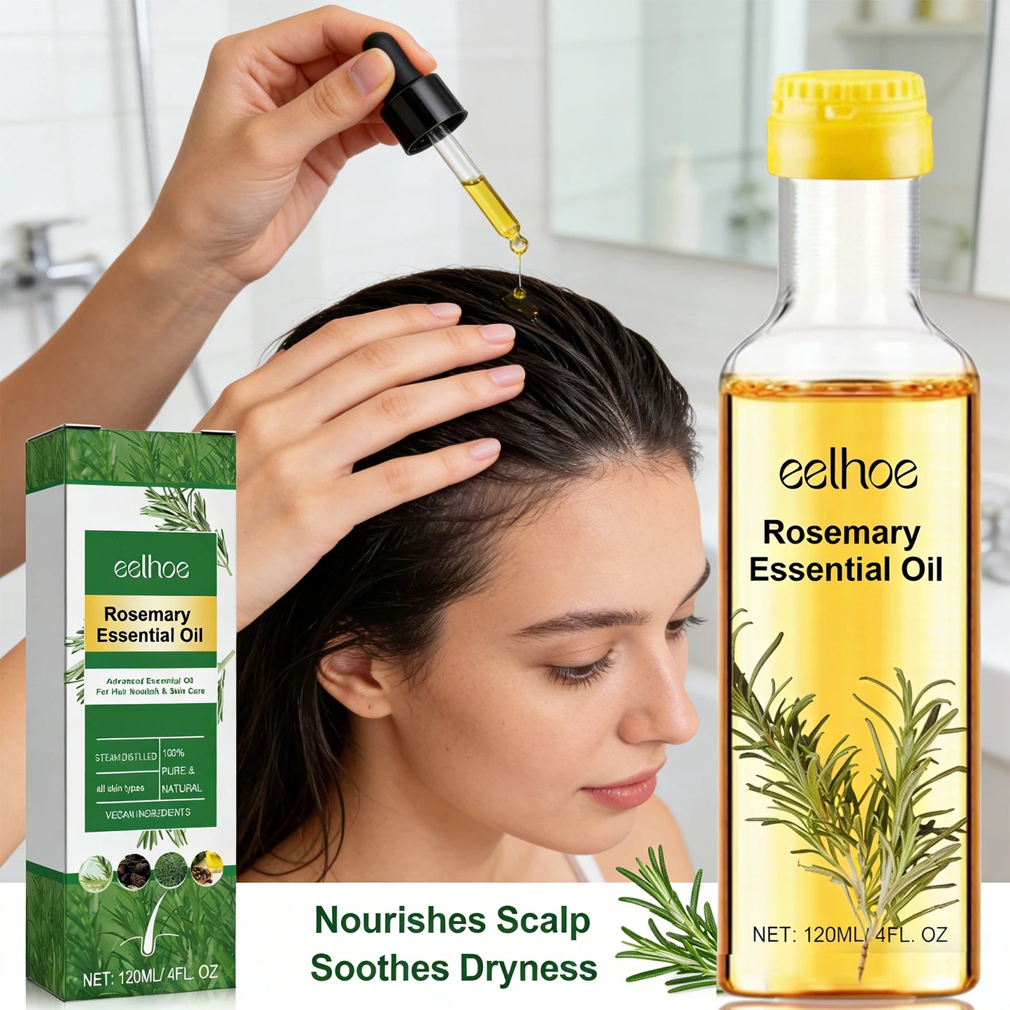 Eelhoe Rosemary Hair Growth Oil – Repairs & Reduces Hair Loss Hair Growth Oil Peaceful Pleasures Health and Wellness