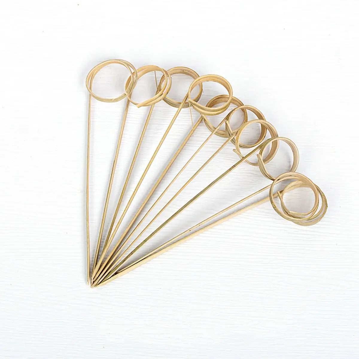 Bamboo Cocktail Picks & Appetizer Skewers 100 Pcs | Ring Loop