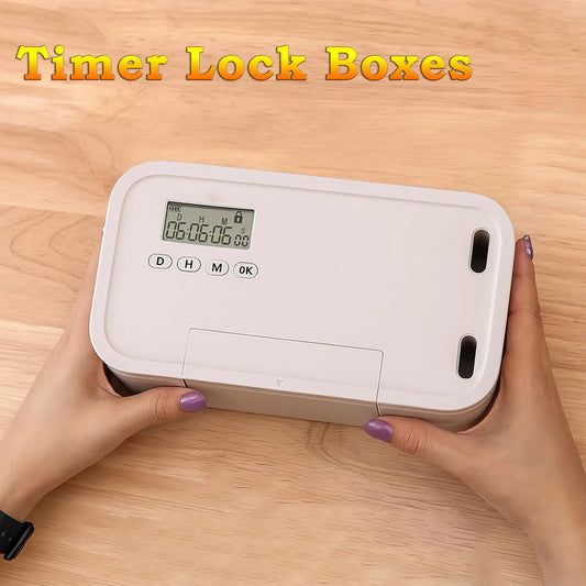 Timed Lock Box with Timer Self-Control Lockable Storage Box For Phones Video Games Snacks Peaceful Pleasures Health and Wellness