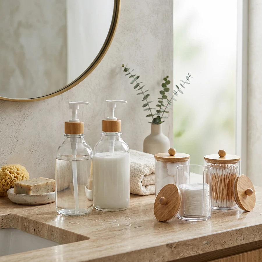 4/5-Piece Bathroom Accessories Set – Complete Bathroom Organizer with Soap Dispenser & Toothbrush Holder