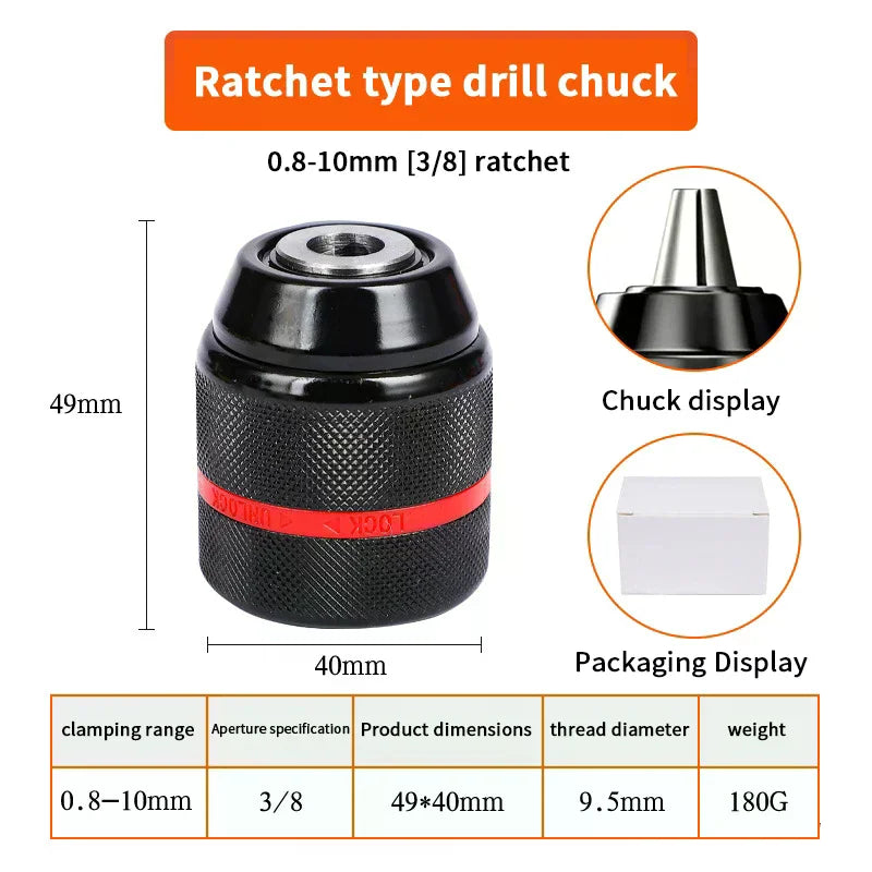 Keyless Ratchet Drill Chuck 10mm 13mm | Self-Locking Quick Change Drill Chuck Peaceful Pleasures Health and Wellness