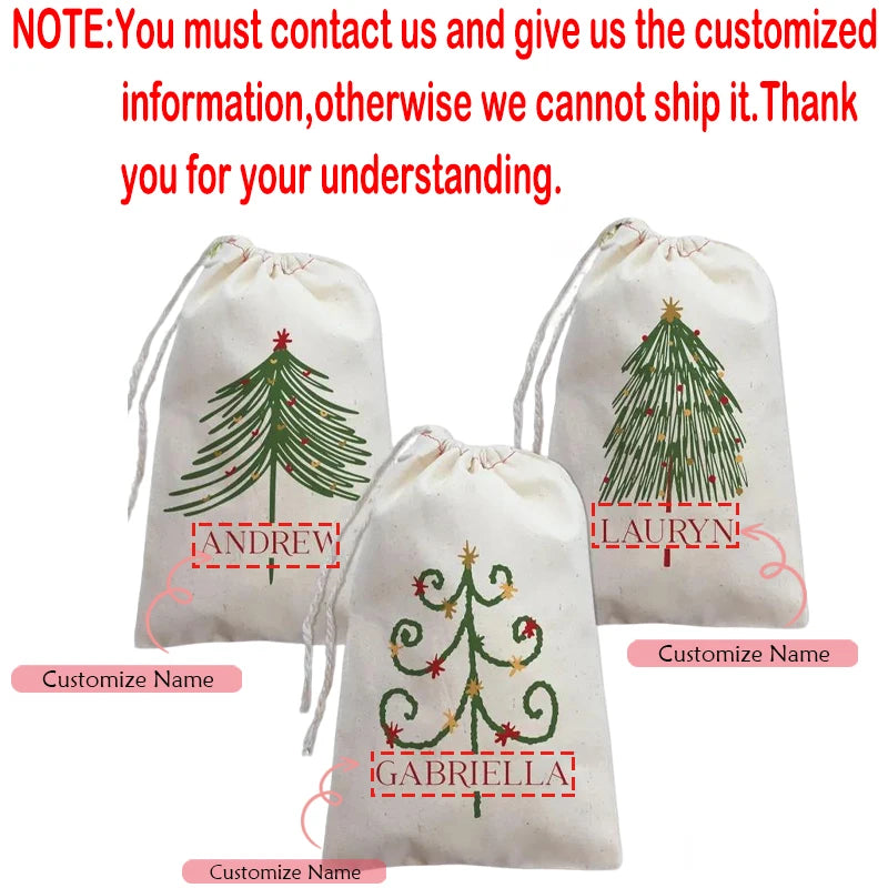 3-Pack Personalized Christmas Tree Drawstring Gift Bags for Kids Holiday Gift Bags Peaceful Pleasures Health and Wellness custom name 13x18cm 3pcs