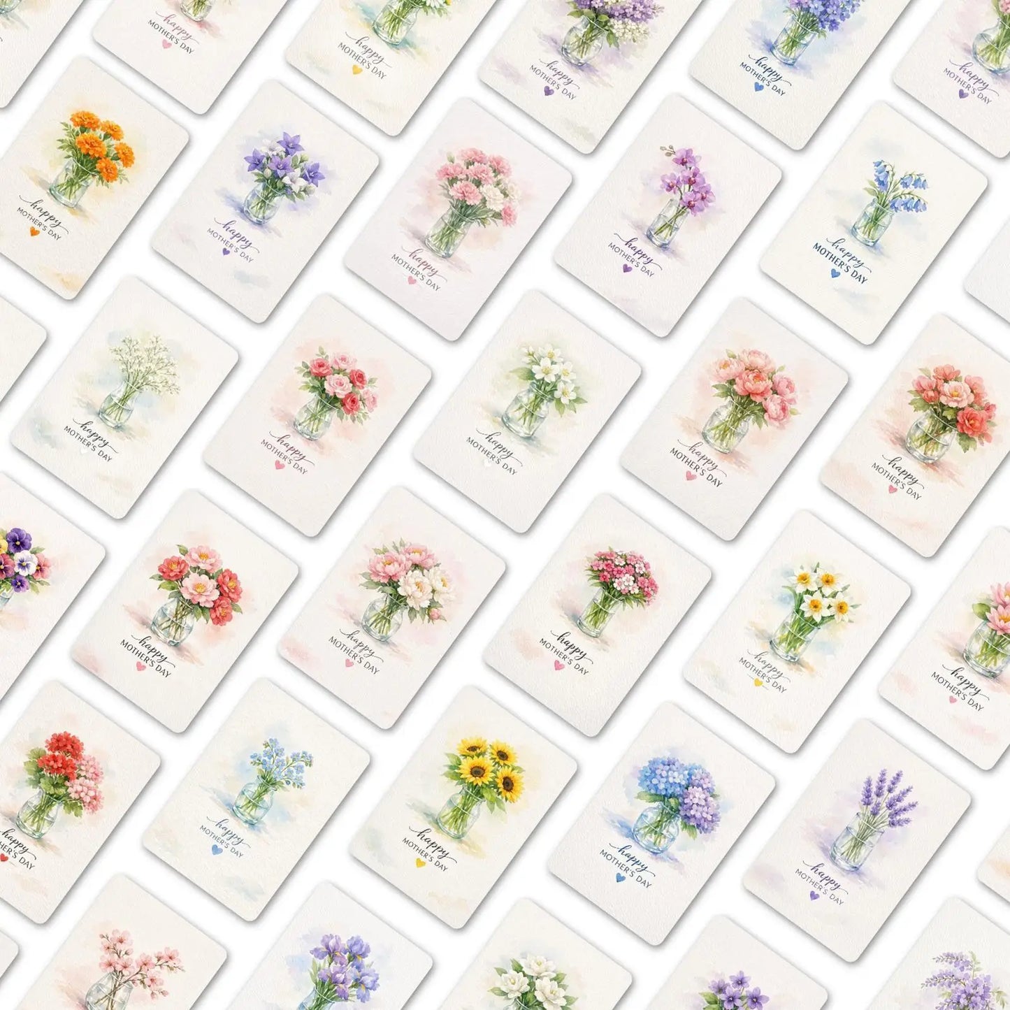 Mothers Day Card Watercolor Flower Mom Greeting Postcard 36 Pieces Happy Mother's Day Card for Grandma Wife Daughter Aunt Women Peaceful Pleasures Health and Wellness