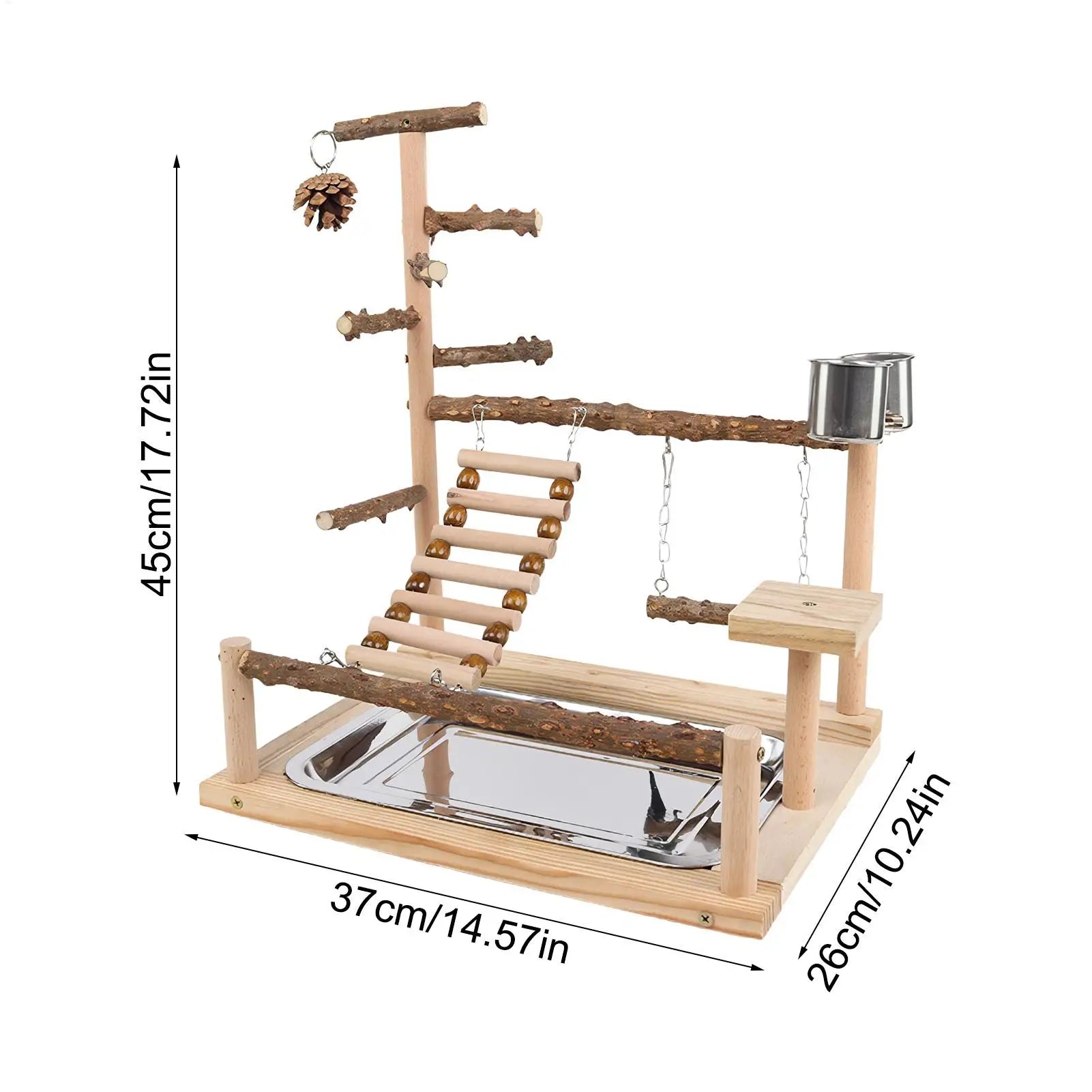Wooden Bird Playstand Perch | Cockatiel Conure Lovebird Gym Bird Playstand Peaceful Pleasures Health and Wellness