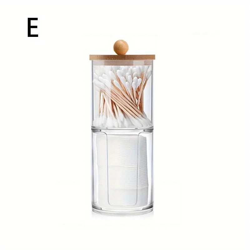 Clear Acrylic Swab Holder & Beauty Organizer Jar – Storage Dispenser for Floss, Makeup Pads & Powder Puffs