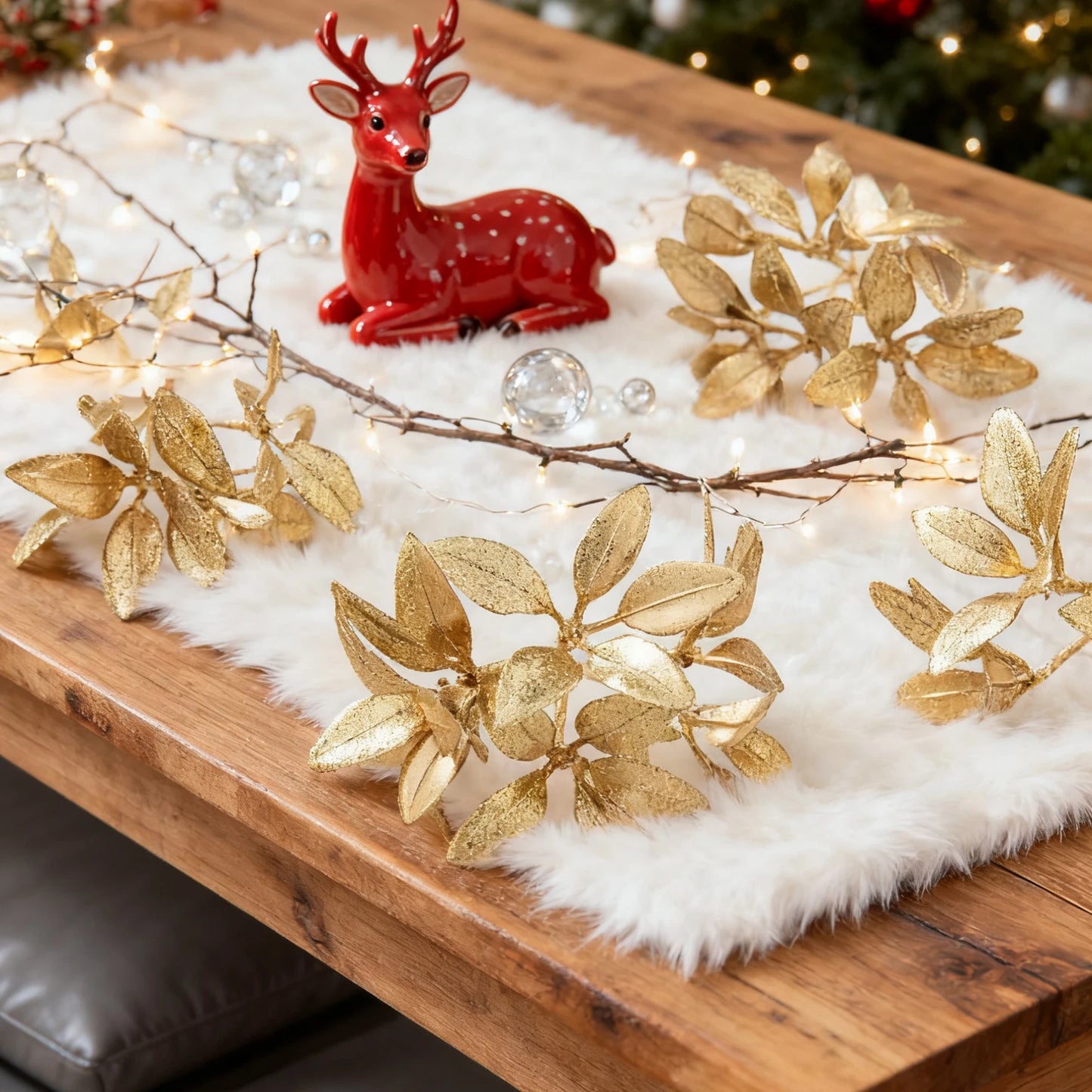 Artificial Golden Pine Picks | Wedding & Home Decor – 5/10 Pcs