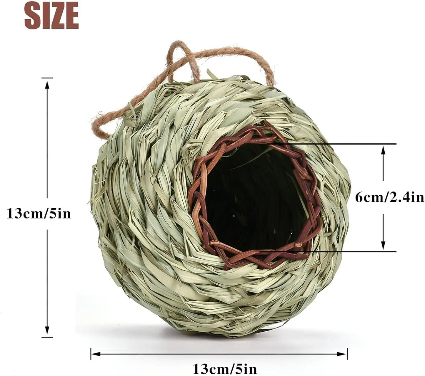 Hummingbird Houses for Outside Hanging, Natural Grass Hanging Bird Hut, Hand Woven Hummingbird Nest, Large Wren Finch Bird House Peaceful Pleasures Health and Wellness