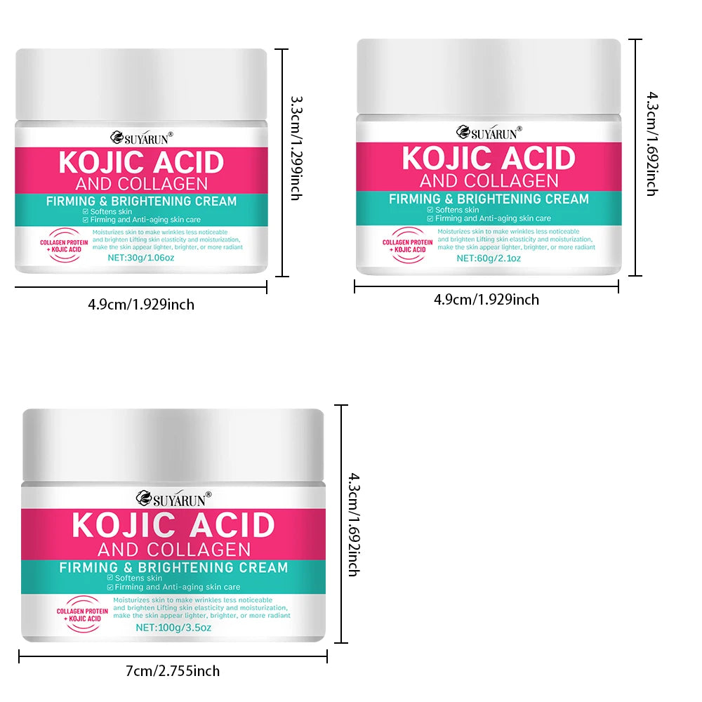 SUYARUN Professional Kojic Acid & Collagen Face Cream - Brightening Anti-Aging Moisturizer for Dark Spots, Wrinkles & Even Skin Peaceful Pleasures Health and Wellness