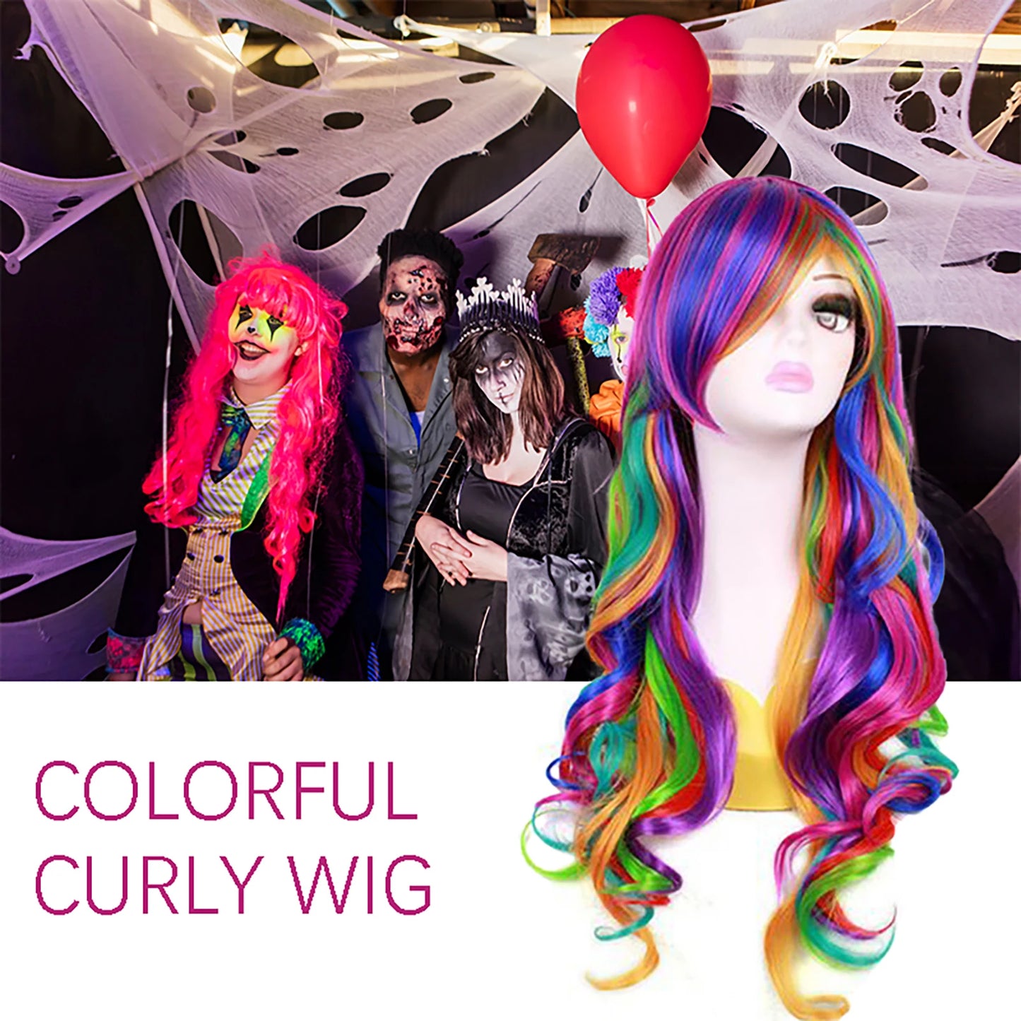 1Pcs/lot New Hot Women Rainbow Color Long Wig Natural Look Heat-Resistant Women Wig for Tourism Stage Performance Cosplay ect Peaceful Pleasures Health and Wellness