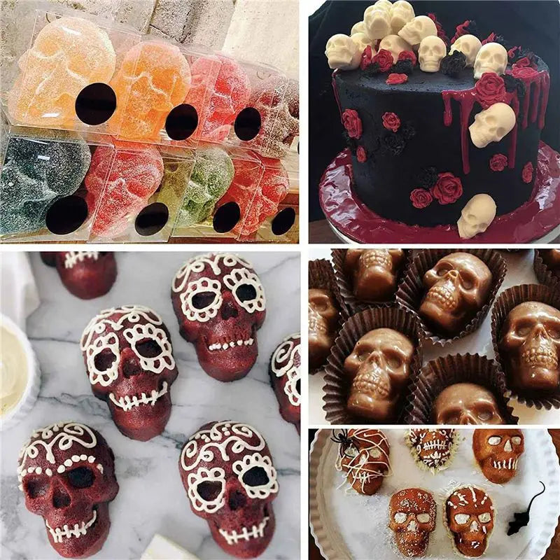 A36T-4Pcs Gummy Skull Candy Molds Silicone,Chocolate Gummy Molds With 2 Droppers Nonstick Food Grade Silicone For Candy Blue Peaceful Pleasures Health and Wellness