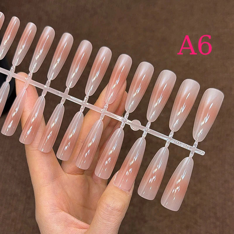 30Pcs Gradient Nude Color Fake Nail Press On Quick Extension Matte Wearable False Nails Natural Multi-Style Full Cover Nail Tips Peaceful Pleasures Health and Wellness A6