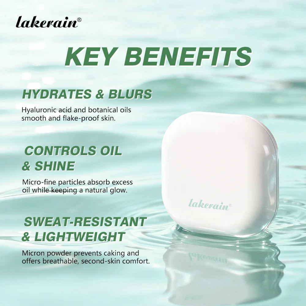Lakerain Blurring Oil Control Powder Smooth Matte Finish Sweat Humidity Resistant Leak-Proof Design Blurring Hydrating Powder Peaceful Pleasures Health and Wellness