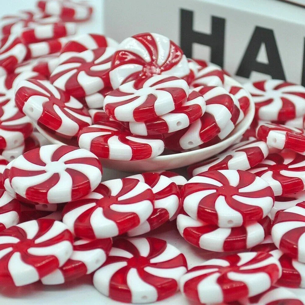 Christmas Candy Acrylic Ornaments – Red & White Set of 30