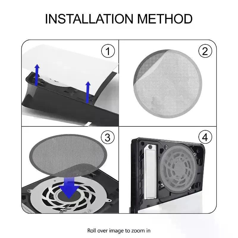 PS5 Pro Console Fan Dust Filter – PVC Dustproof Mesh Cover