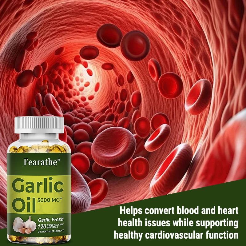 Premium Garlic Fresh 5000mg, Garlic Oil Dietary Supplement for Heart Health and Circulation Support with Antioxidant, NON-GMO Peaceful Pleasures Health and Wellness